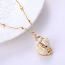 Load image into Gallery viewer, Gold Plated Boho Conch Seashell Pendant Necklace
