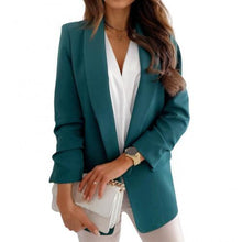 Load image into Gallery viewer, Slim Turndown Collar Pocket Blazer Jacket - Pretty Fashionation
