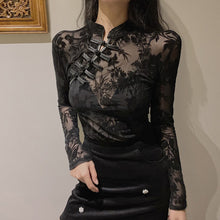 Load image into Gallery viewer, Cheongsam Mandarin Collar Embroidered Lace Blouse
