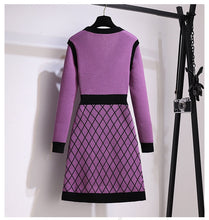 Load image into Gallery viewer, French Vintage Knitted Sweater Dress
