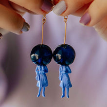 Load image into Gallery viewer, Designer Lady Astronaut Dangle Earrings
