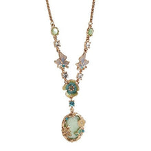 Load image into Gallery viewer, Butterfly Flower Glaze Green Stone Pendant Necklace
