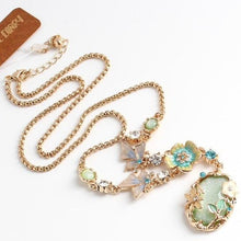 Load image into Gallery viewer, Butterfly Flower Glaze Green Stone Pendant Necklace
