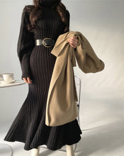 Load image into Gallery viewer, Elegant Knitted Turtleneck Sweater Maxi Dress
