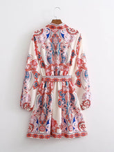 Load image into Gallery viewer, Vintage Floral Retro Belt Mini Dress
