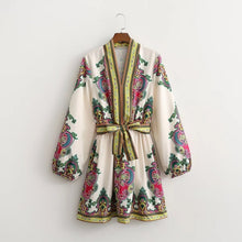 Load image into Gallery viewer, Vintage Floral Retro Belt Mini Dress
