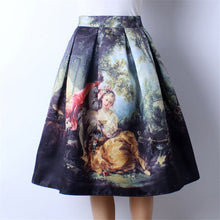 Load image into Gallery viewer, Vintage Retro Gothic 50s Oil Painting Midi Pleated Skirt - Pretty Fashionation
