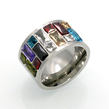 Load image into Gallery viewer, Multicolor Crystal Rainbow Gold Plated Titanium Ring

