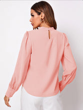 Load image into Gallery viewer, Vintage Pleated Mock-Neck Chiffon Blouse
