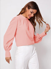 Load image into Gallery viewer, Vintage Pleated Mock-Neck Chiffon Blouse
