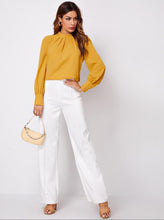 Load image into Gallery viewer, Vintage Pleated Mock-Neck Chiffon Blouse
